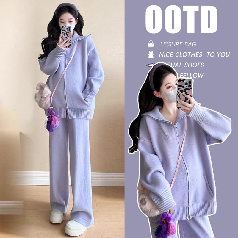 2025 novo estilo primavera outono inverno novo estilo roupa de maternidade duplo zíper lapela camisola solta primavera o