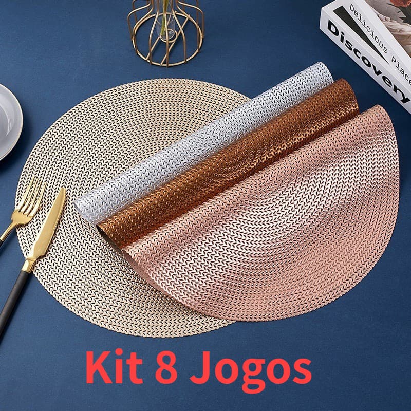 Kit 4/6/8 Peças Jogo Americano Redondo Sousplat Cozinha Jantar Descanso de Prato Sousplat Cozinha AnJin