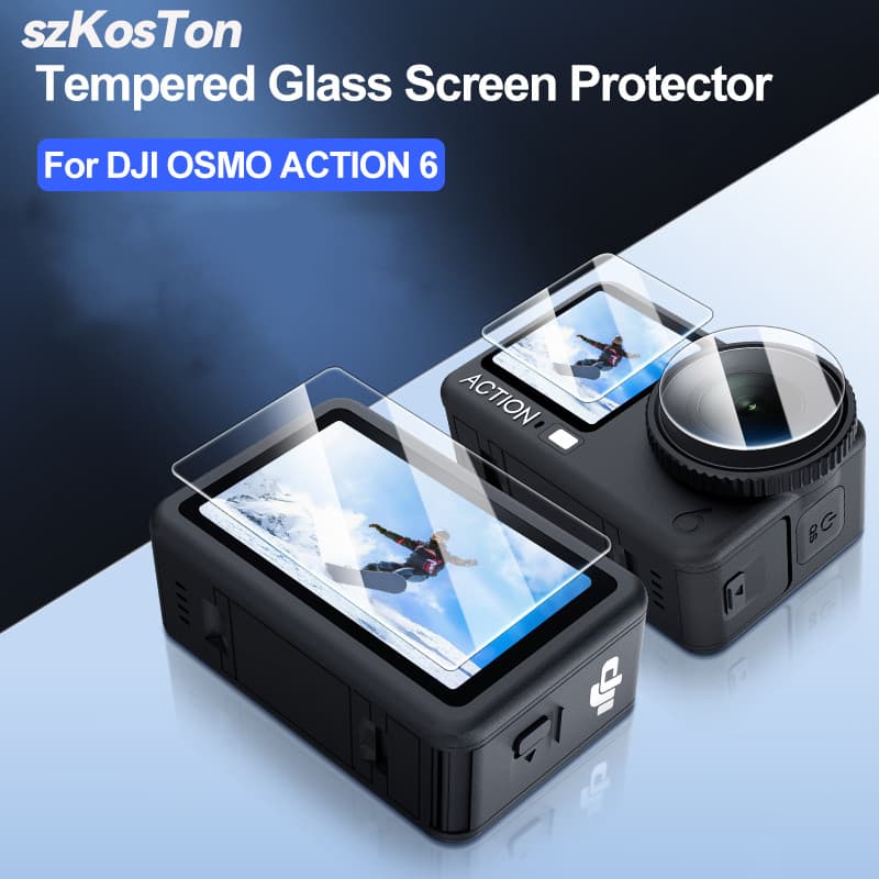 Vidro Temperado Para DJI OSMO Action 6 Protetor De Tela E Lente Transparente Ultra-HD Anti-Risco Acessórios De Filme De 