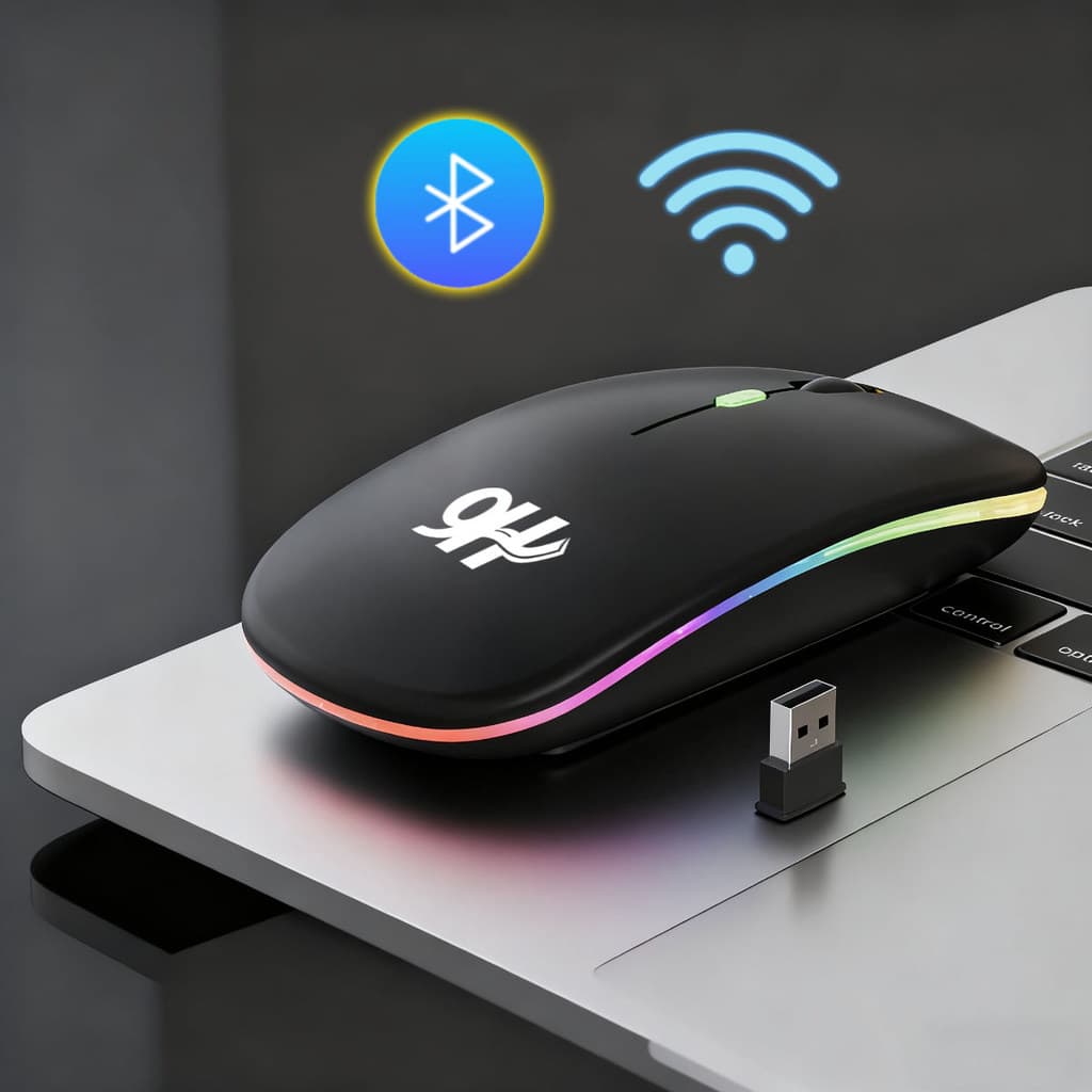 Mouse Wireless e Bluetooth Recarregavel Com Bateria Sem fio 2,4 Ghz RGB