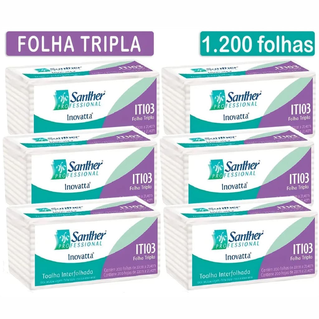 Papel Interfolha Folha Tripla Inovatta Super Macia C/ 1200 folhas - Santher