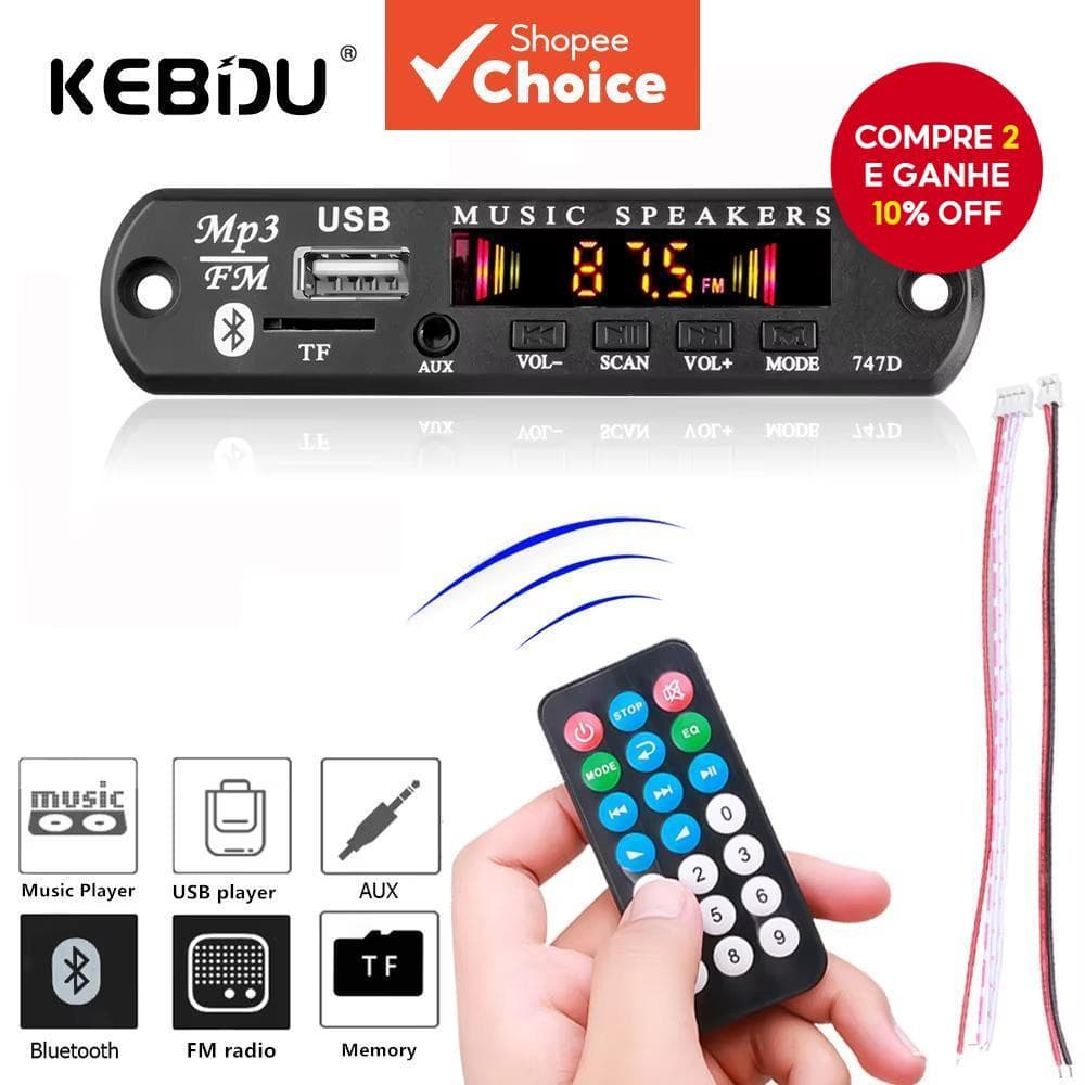  DC 9V 12V Kit Carro Bluetooth 5.0 sem Fio MP3 Decodificador Placa de Áudio Carro Player de Música WMA Módulo de Alta