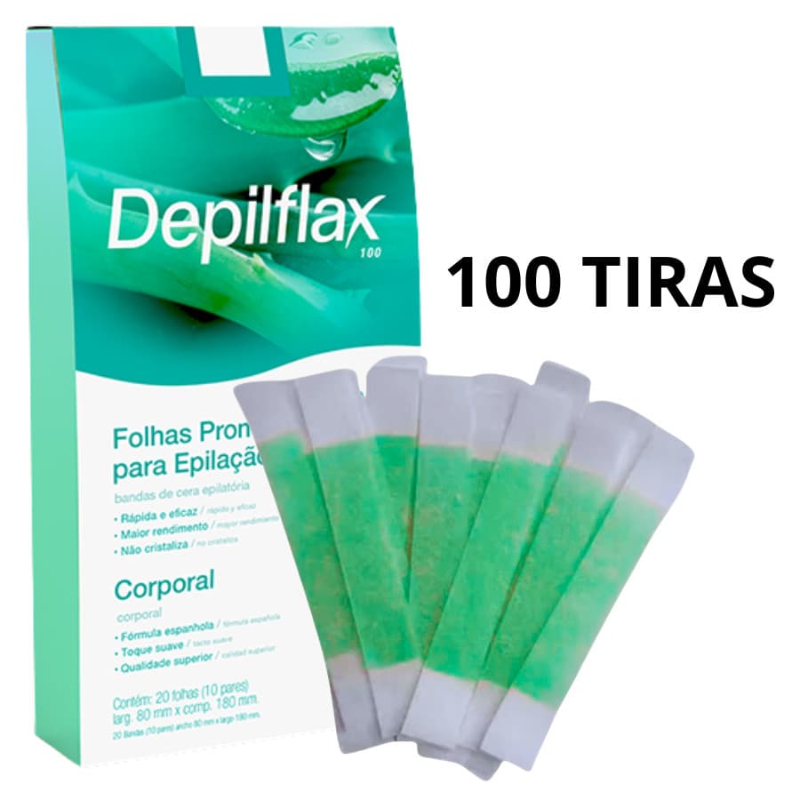 100 Tiras De Cera Pronta Sobrancelhas Buço Aloe Vera Depilflax