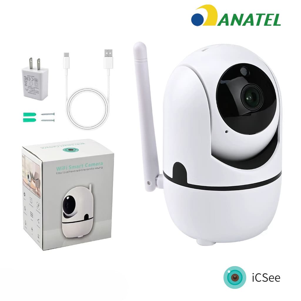 Câmera de Segurança Wi-Fi Inteligente 1080p com Áudio Bidirecional Giro Automático Visão Noturna APP ICSEE fang