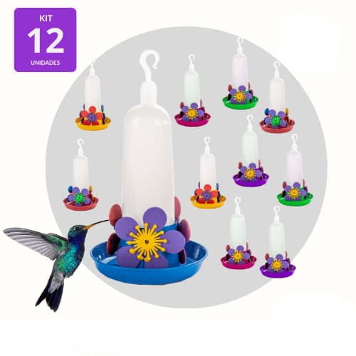Kit 12 Bebedouro Para Beija Flor Colibre Passaros Aves Leitoso 100ml