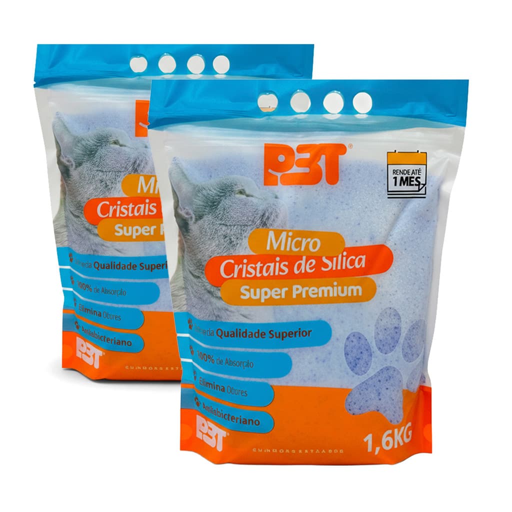 2 UN Areia Sanitária de Gato Micro Cristais Sílica FINA 3,2kg P3T