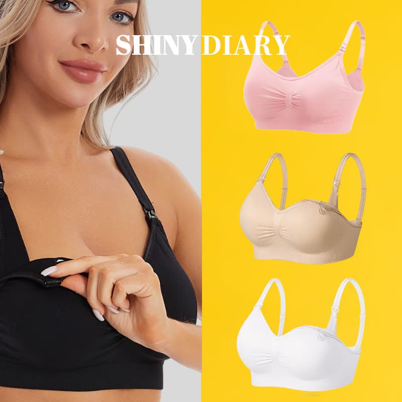 Leve 4 e Pague 3 - SHINY DIARY Kit 4 Sutiãs de Amamentação com Bojo Removível