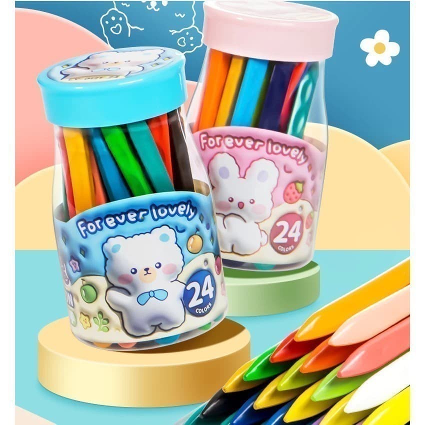  Kit Giz De Cera Plástico Triangular Lápis 12/18/24/36 Cores Durável