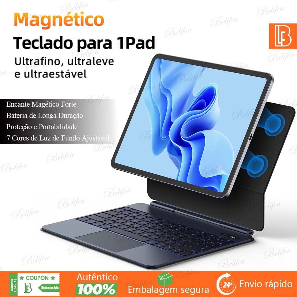 Teclado Bluetooth Sem Fio Para iPad Pro 11 10.9 Air 4/5/6 11 Com Capa Tipo Mágico Magnetico