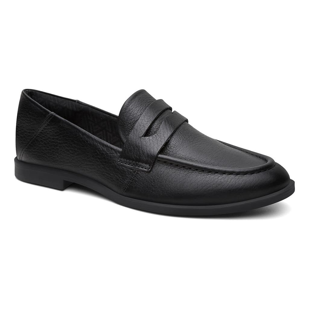Mocassim Gia Preto Feminino Vittal Couro Legítimo Calce Facil Elegante