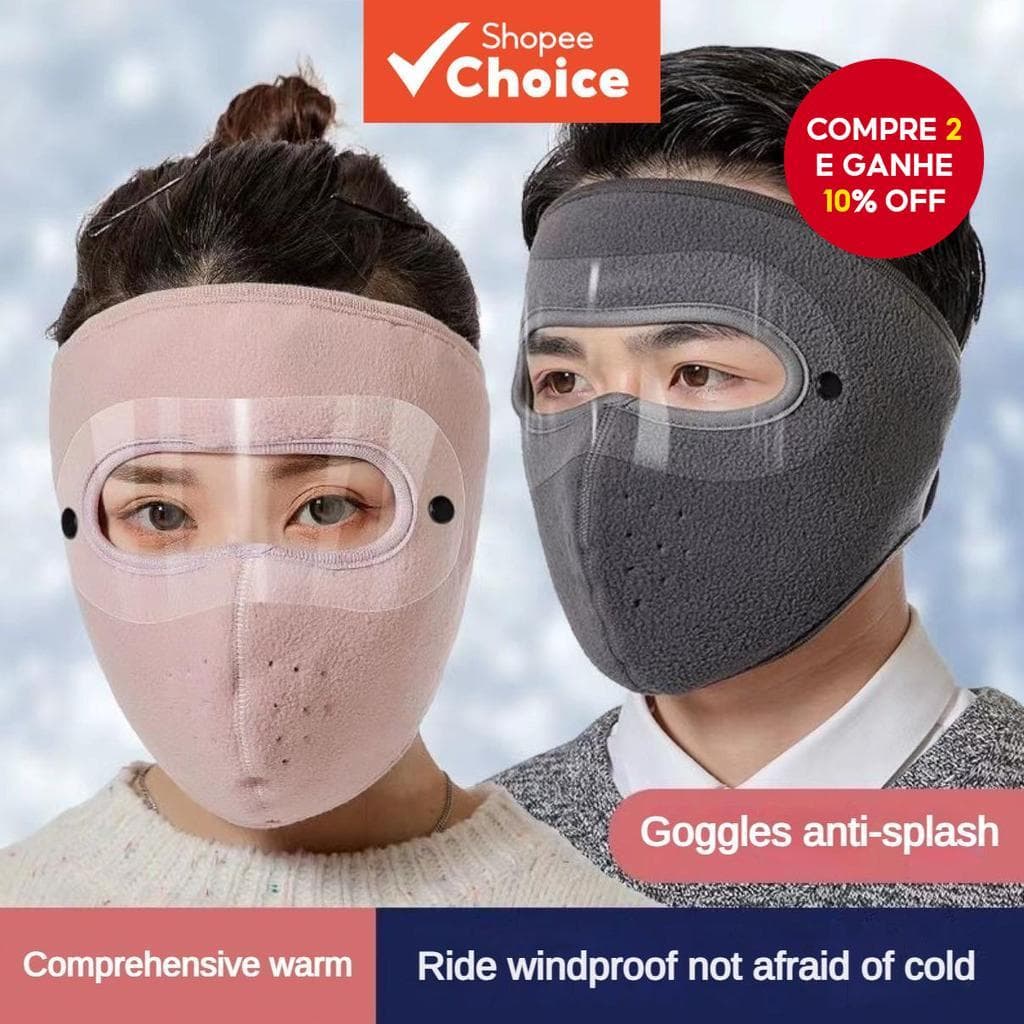 Máscara De Esqui De Inverno Com Óculos Removíveis – Chapéu Facial Completo À Prova De Vento Para Homens E Mulheres , Bal