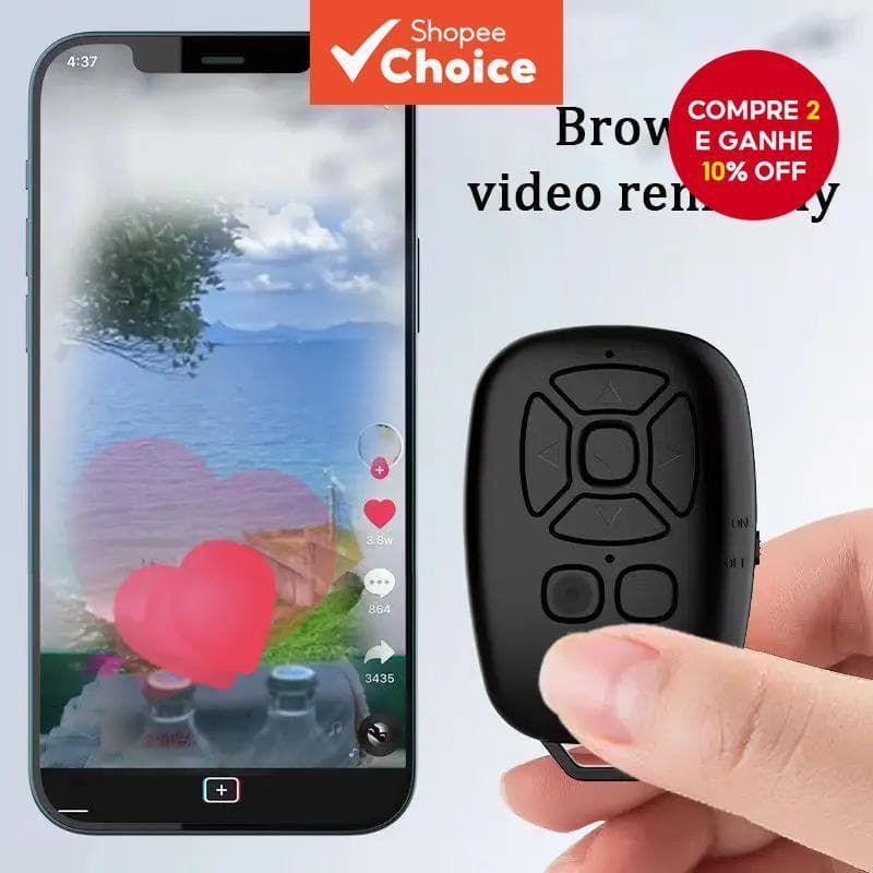 Controle Remoto Recarregável Do Telefone Bluetooth-De Mudança De Selfie/Vídeo/Página
