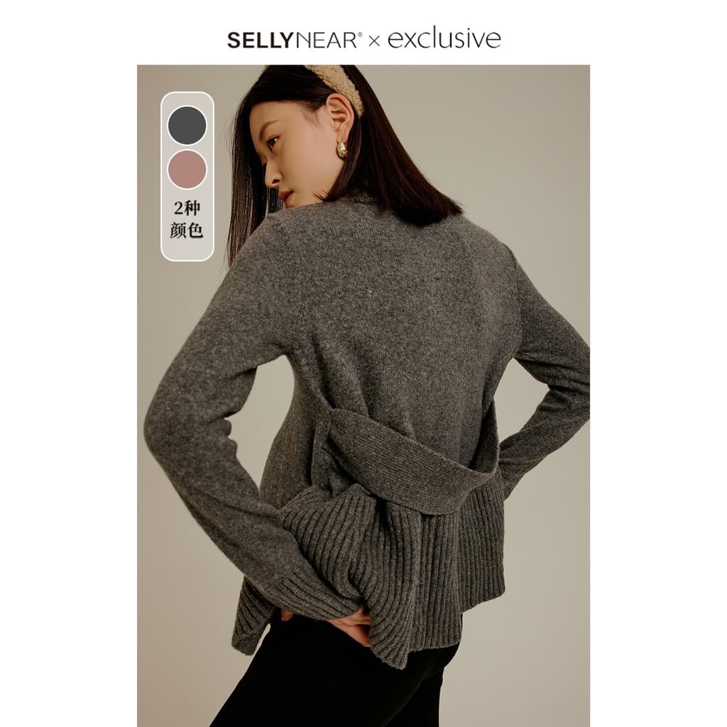 SELLYNEAR Maternidade Outono Inverno Novo Estilo Malhas Moda Top Alto Cinza Gola Alta A-Hem Elegante Swe