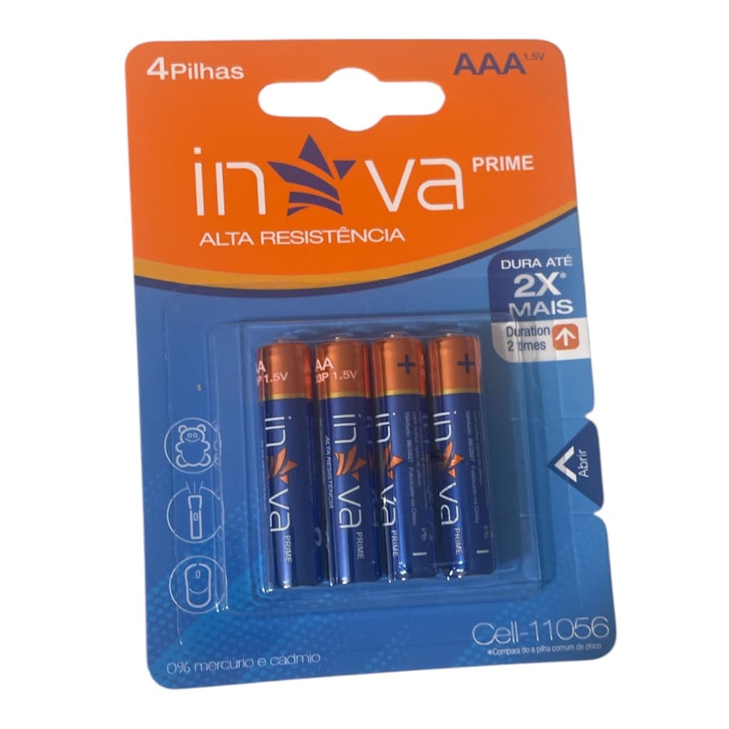 KIT 4  Pilhas AAA 1.5A  Dura Até 6X*mais Duration 2times  Alta Resistência Inova
