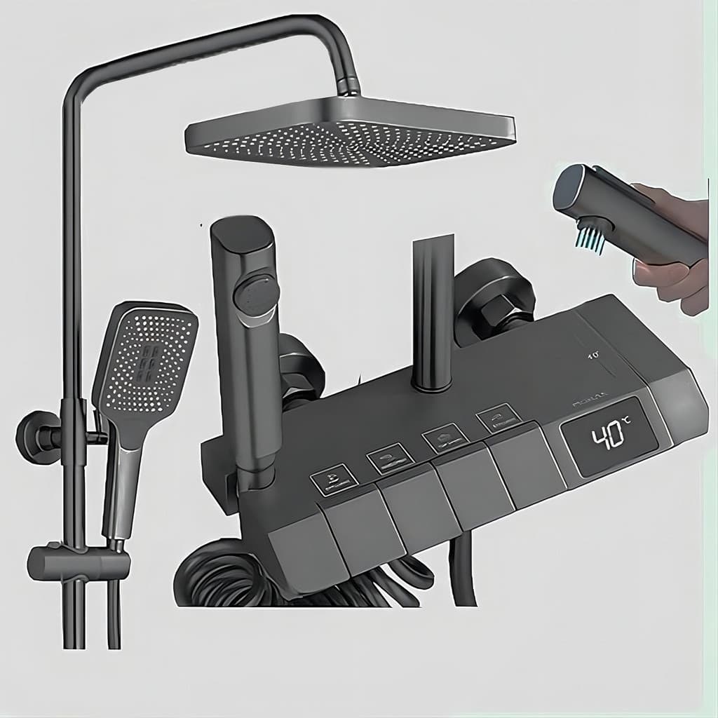 Chuveiro Ducha Piano Grafite 4 Saídas Misturador Termostato Digital Grafit eleva a sua experiência de banho a um novo