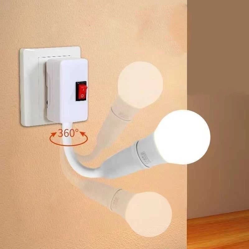 Kit 1/2/3 Soquete Extensor E27 com Interruptor 360° – Suporte de Lâmpada Flexível 110-220V para LED/Incandescente