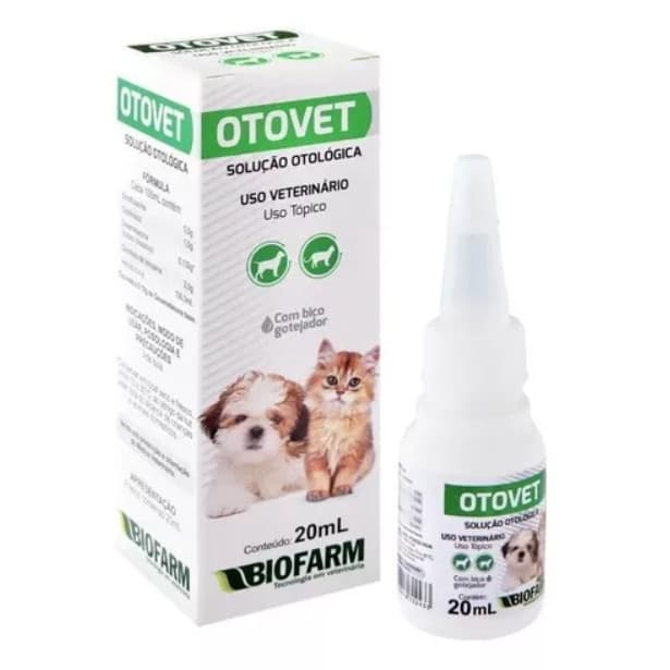 Otovet Solução de Tratamento Otológico para Cães e Gatos - 20mL - Biofarm