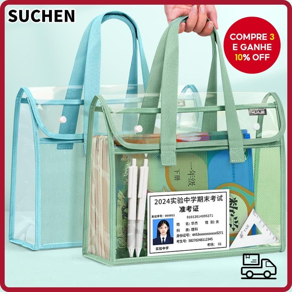 Saco De Arquivo De PVC Transparente , Organizador De Documentos Expansível De Grande Capacidade Para Papel A4 , Pasta De