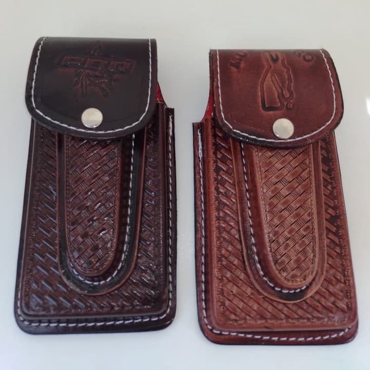 Bainha Porta Celular E Canivete Unissex Couro Legítmo