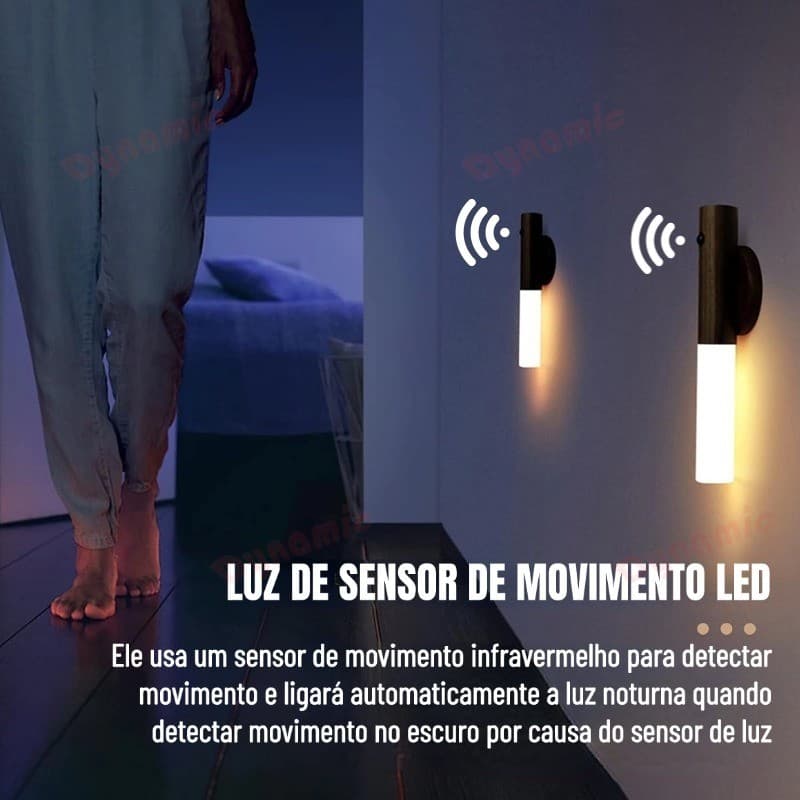 Luz De LED Noturna TYPE-C Sem Fio Magnética De Madeira Ajustável E Multifuncional