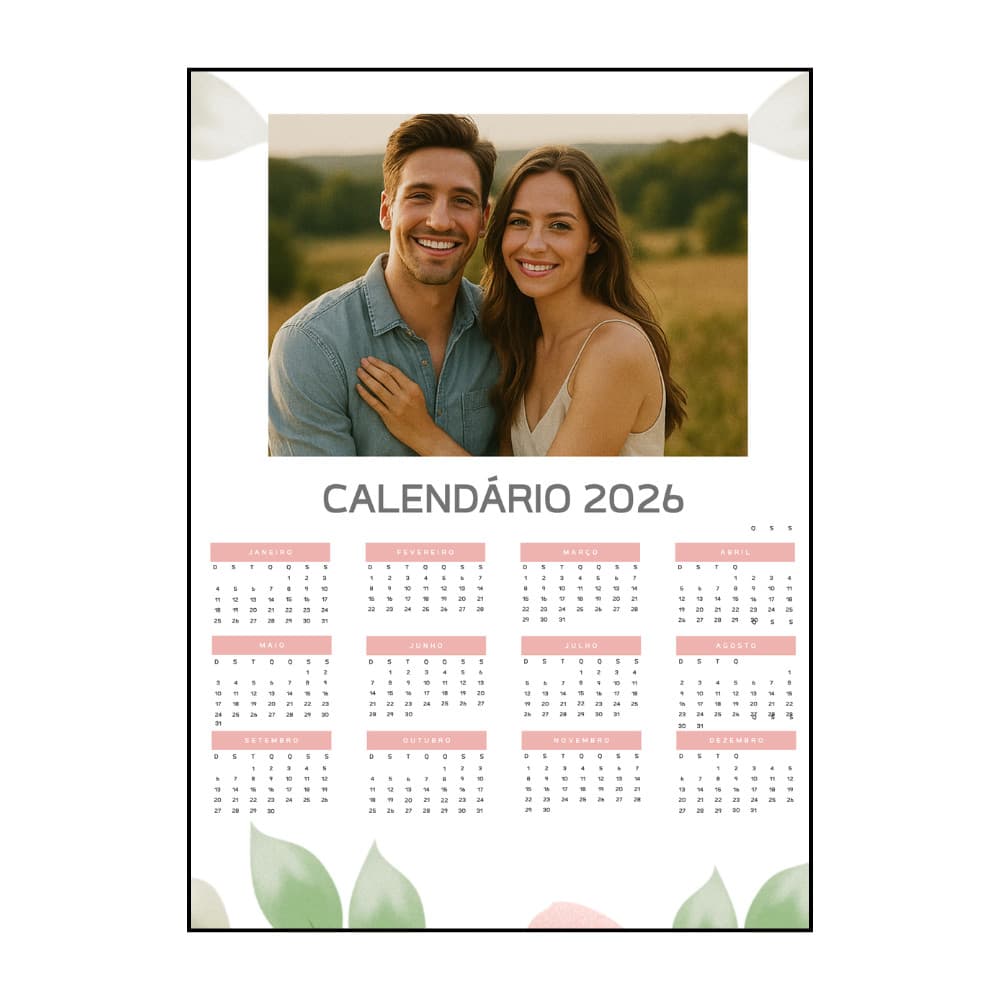 Calendário Personalizado 2026 A4 – Com Sua Foto em Alta Definição