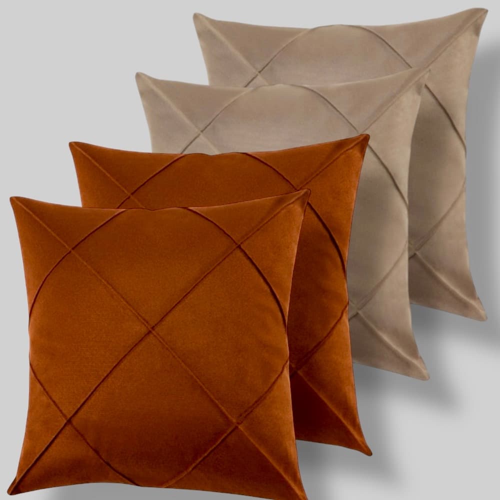 kit 4 capas de Almofada para Sala e Quarto Drapeada Suede Tecido Macio e Aveludado