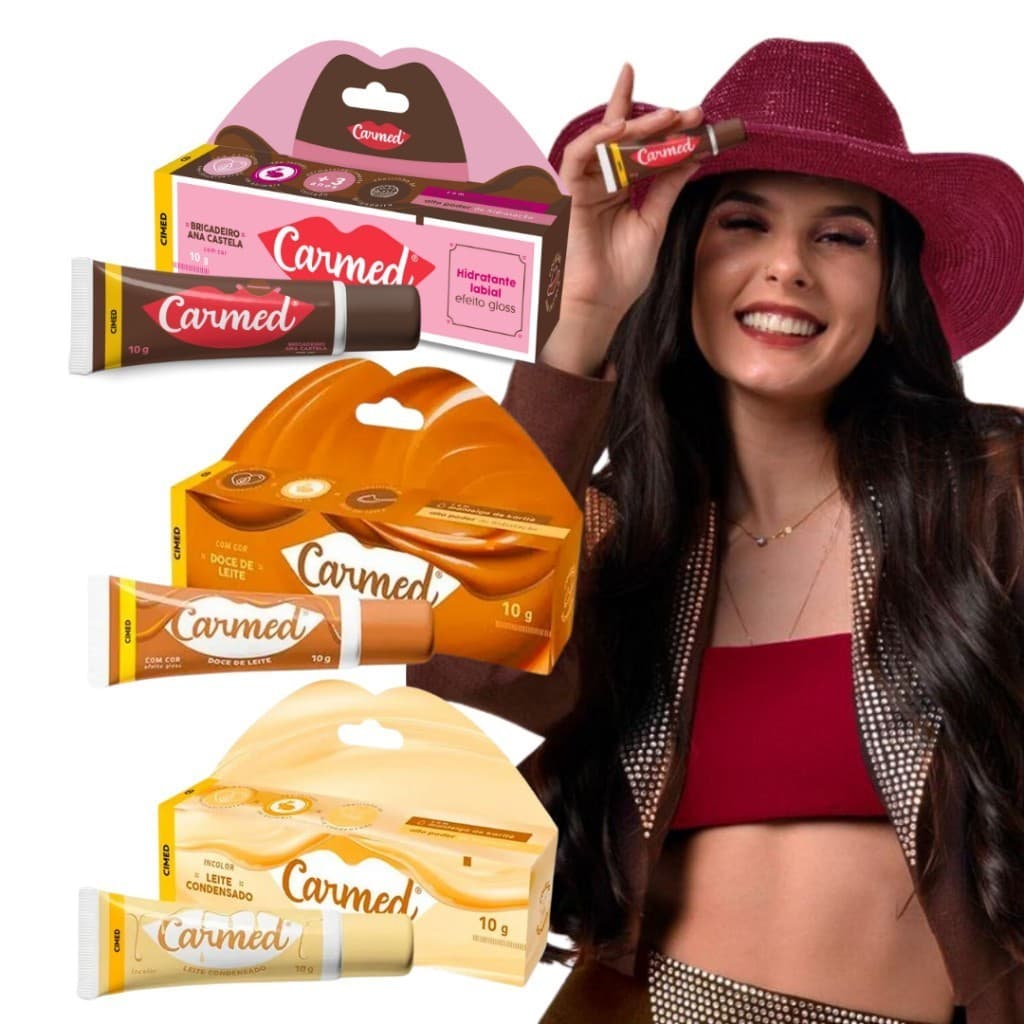 3 Un Hidratante Labial 10g Boiadeira Fragrâncias Doces Agradáveis Efeito Gloss