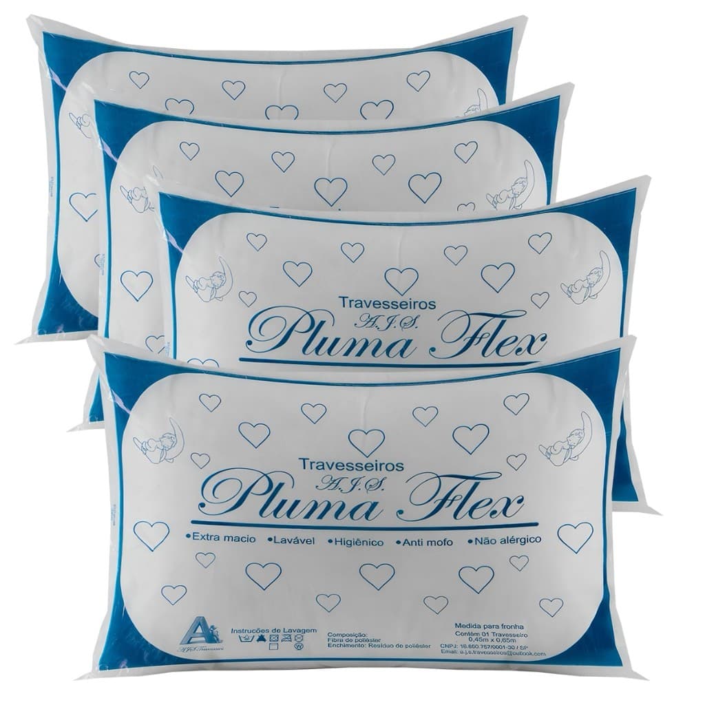 4 Travesseiro De Manta Fibra Mista Promoção, Tecido Tnt, Macio, Confortável, Grande