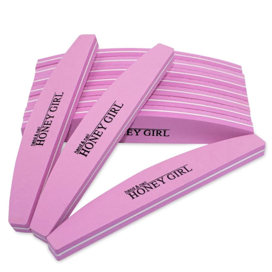 Kit 10 Lixa Polidora Buffer Bumerangue Unhas Gel Honey Girl Cor Aleatorio Pode Notar A Cor