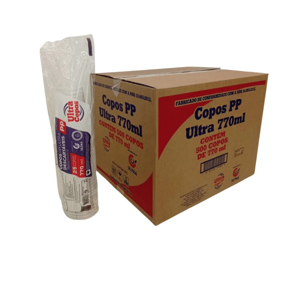 Copo de 770ml Transparente Liso PP UltraCopos Replast 500 UNIDADES