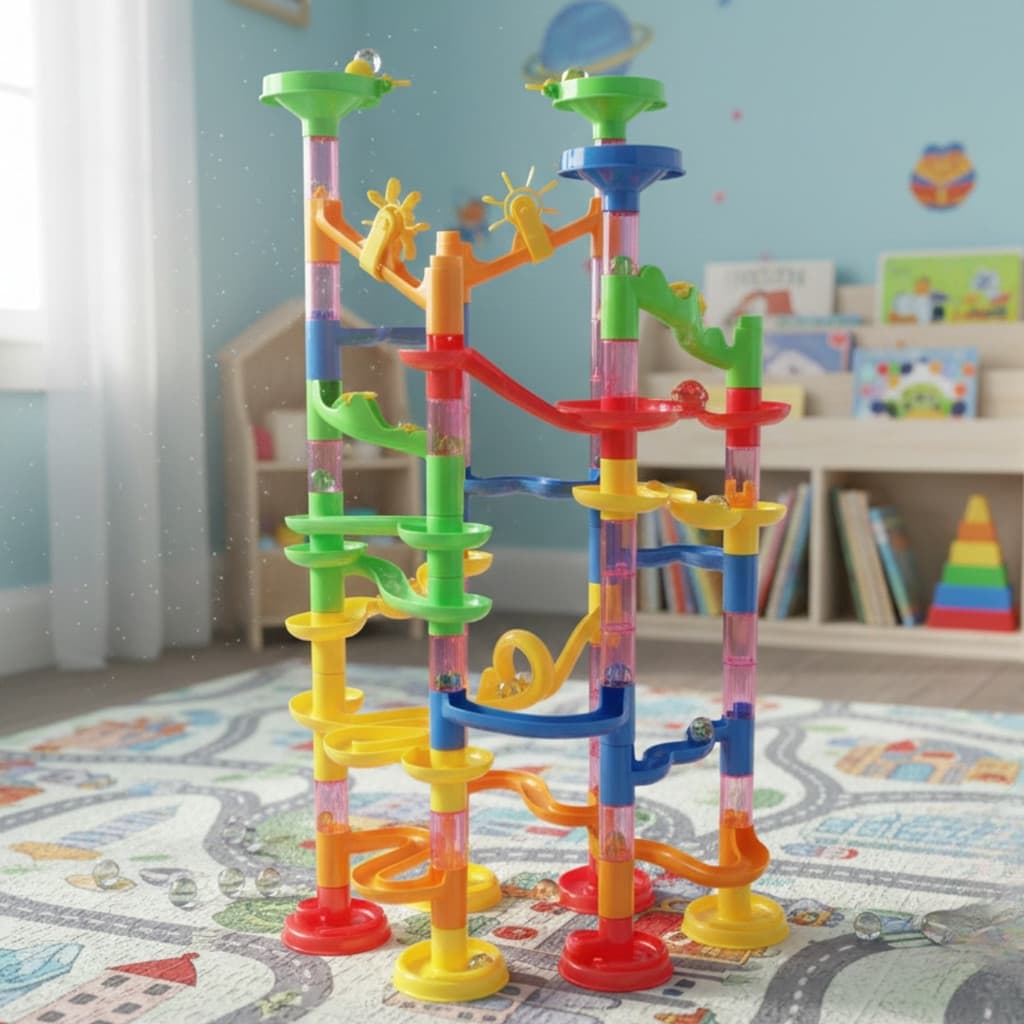 Brinquedo Educativo Pista de Montar Rola Bola Peças Para Construir Pista de Corrida