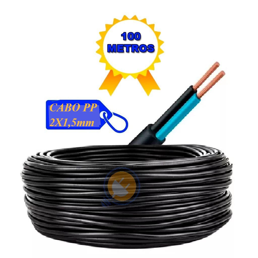 1 Rolo de Cabo PP 2x1,5mm Fio Flexivel  100metros - 50mt