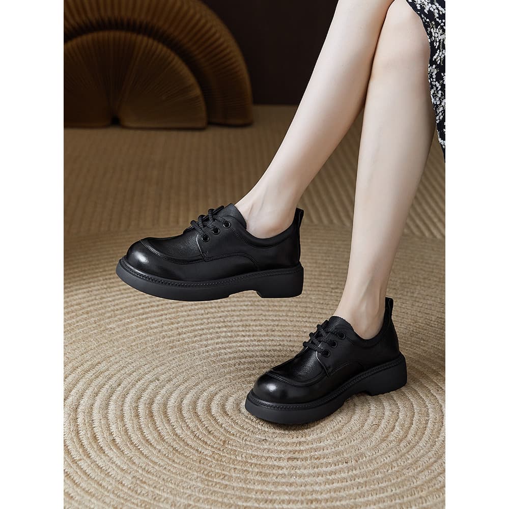 Estilo britânico pequenos sapatos de couro sapatos femininos 202 primavera novo estilo camada superior couro dedo do pé 