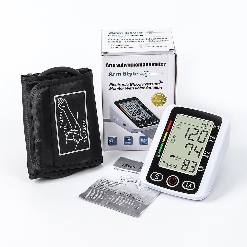 Monitor de Pressão Arterial de Braço Digital Automático Recarregável via USB com Tela Grande e Leitura Fácil para Idosos