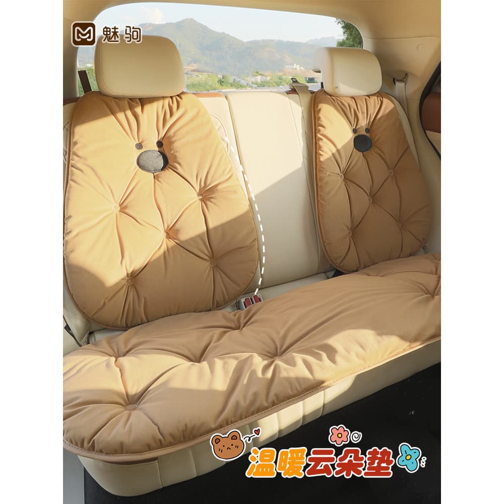 Almofada de assento de carro inverno quente deusa bonito para baixo veludo para baixo meio pacote almofada de assento no