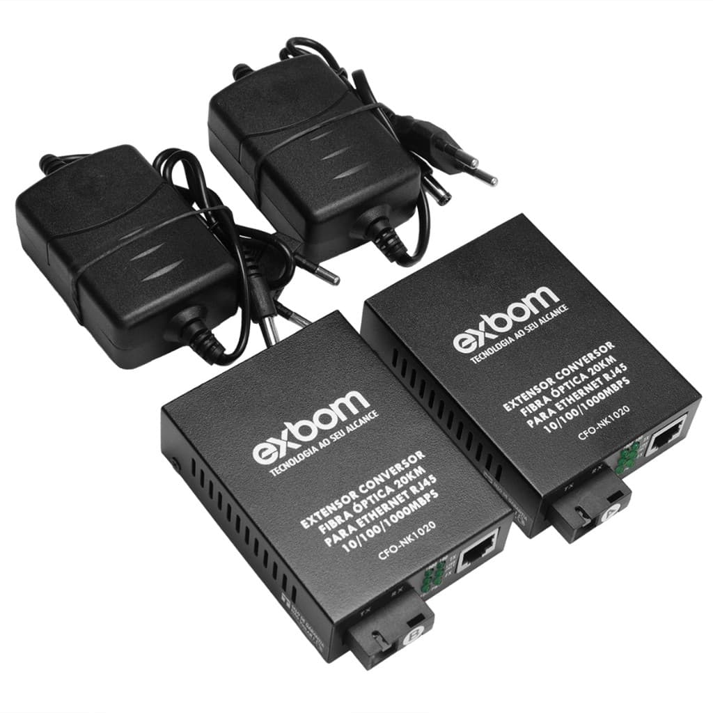 Par De Conversores Mídia Fibra Conversor Giga 1000 Mbps A/b