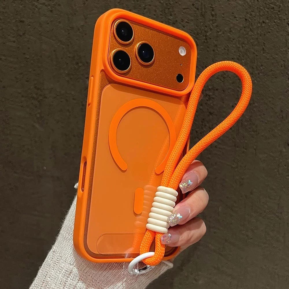 Luxo Com Cordão Claro Caso De Telefone Para iPhone 17 16 15 14 13 12 11 Pro Max 16 Plus 16E 17 Ar Magnético Casos Capa