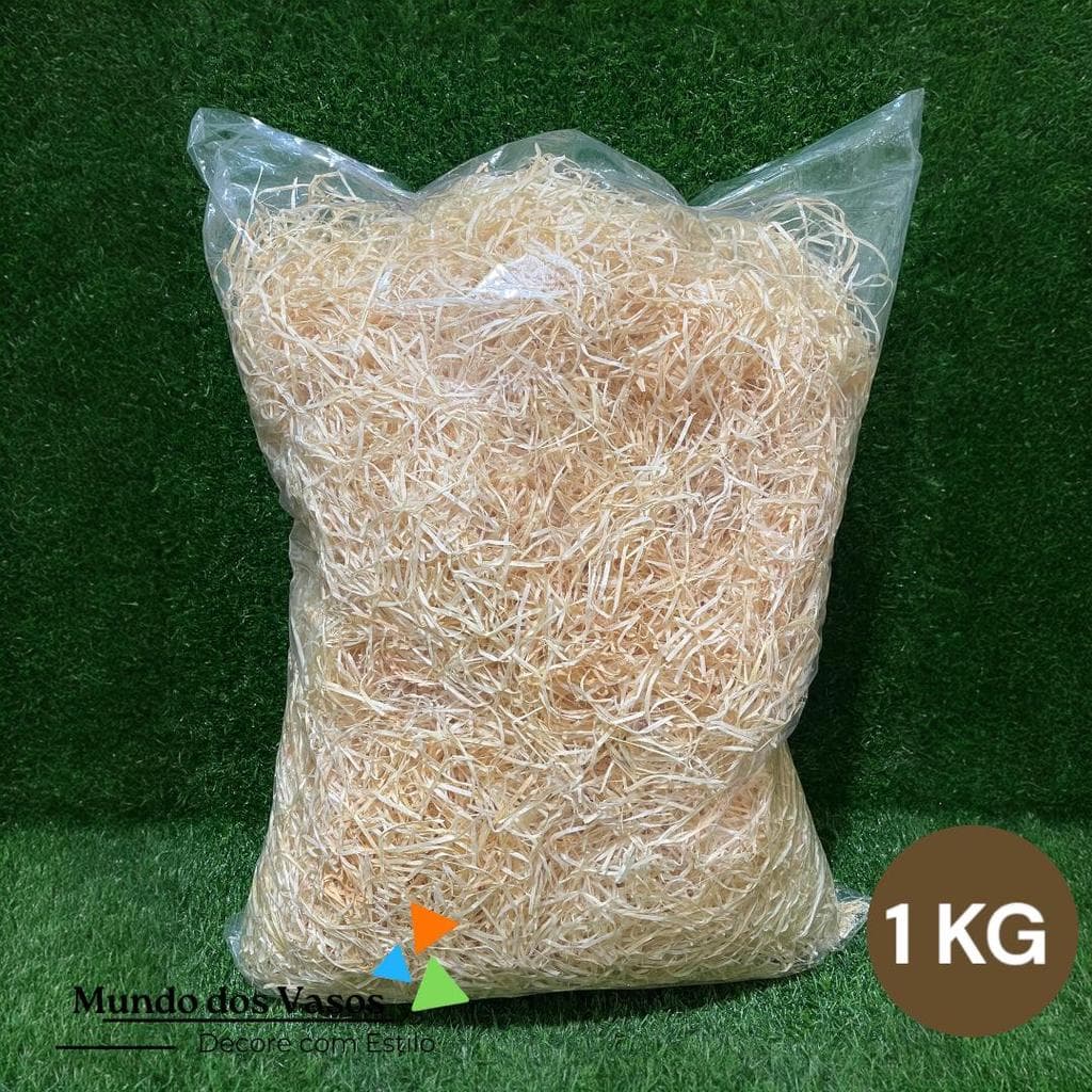 1 kg Palha Madeira Natural para Cestas Decorativas (envio imediato)