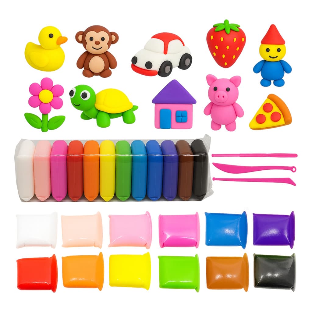 Kit 36 Massinhas Argila EVA Pula Pula Atóxica + 9 Acessórios Brinde  Não Gruda Não Suja Super Leve