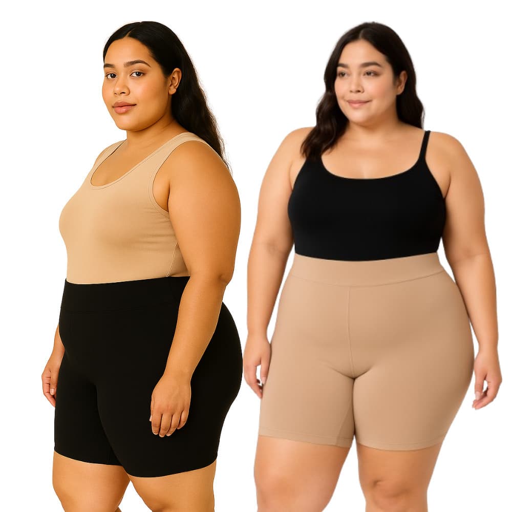 Kit 2 Segunda Pele Plus Size Bermuda Cintura Alta Anágua Anti Atrito Evita Transparência