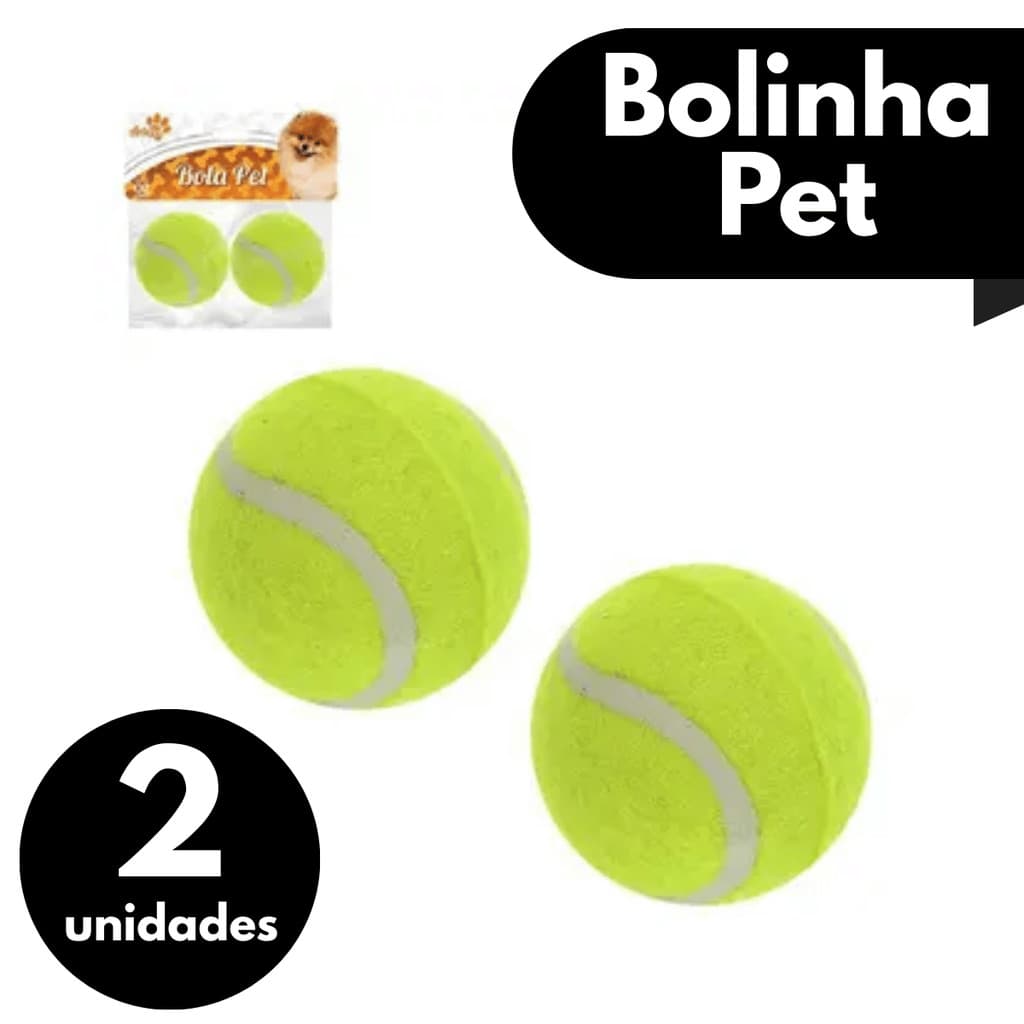 Kit 2 Bola de Tênis Para Pet Treinamento de Alta Performance Brinquedo Pet