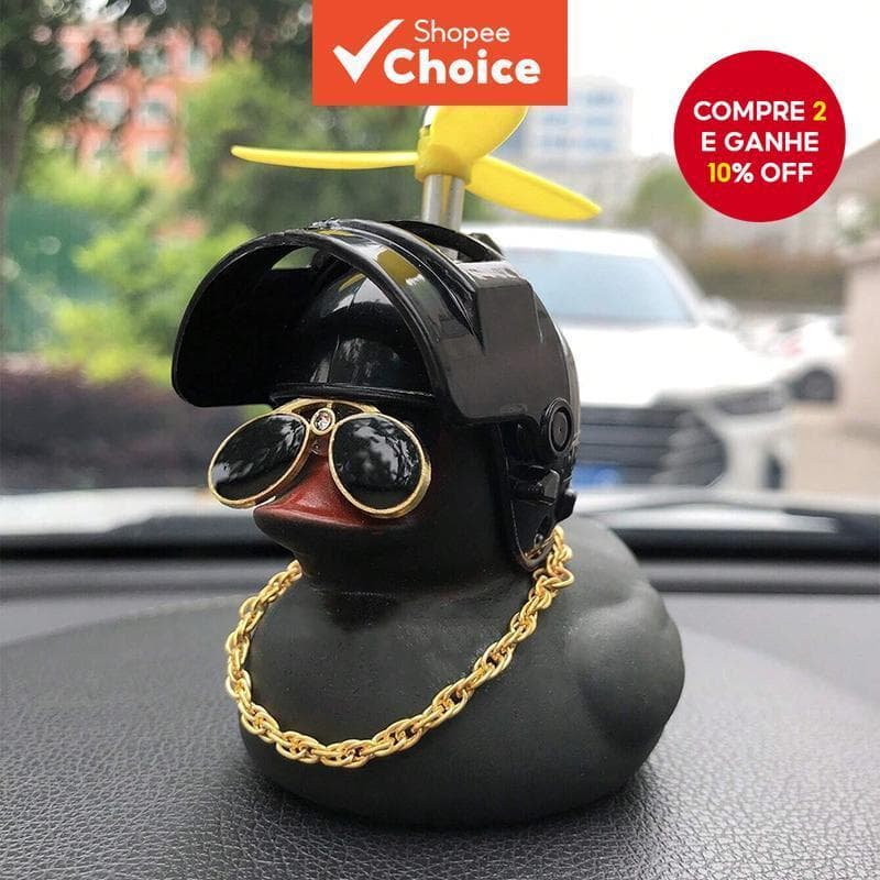 Decoração para carros-Capacete de pato,decoração de bicicleta,pequeno pato amarelo com bambu