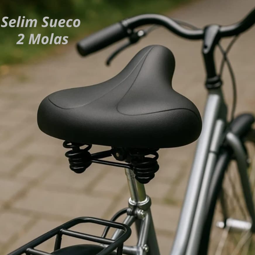 Selim Sueco Comfort 2 Molas Passeio Banco Preto Circular Monark Caloi
