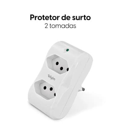 PINO PROTETOR RAIO/SURTO 2P+T10A DUPLO 2 TOMADAS ELGIN