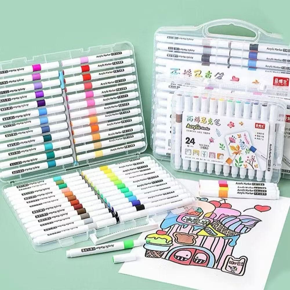 kit 12/24/36/48/60 Caneta marcadora acrílica à prova d'água Cerâmica Madeira Metais Tecido Tênis BOSCO