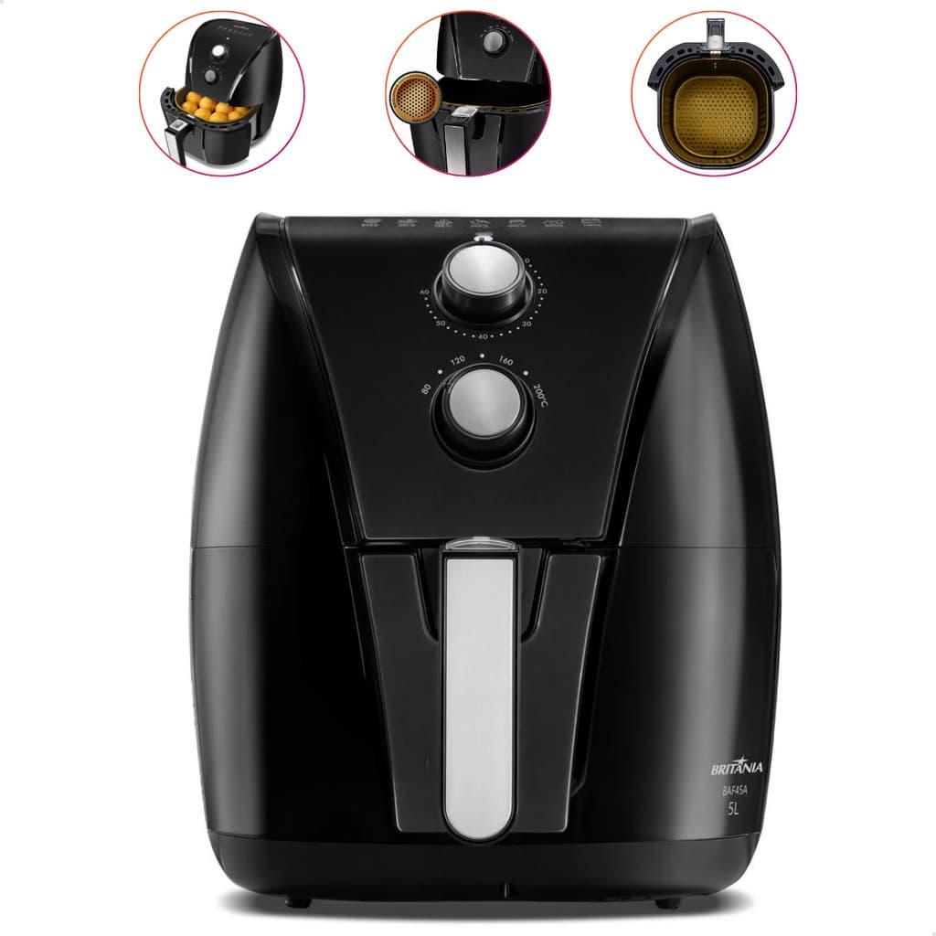 Fritadeira Air Fryer 5L Antiaderente 1500w Baf45a Britânia