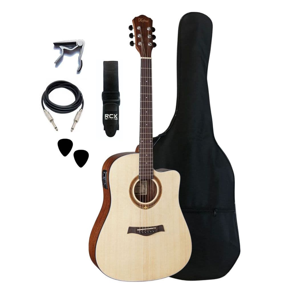 Kit Completo Violão Eletracústico Hofma HMF290 STNT Folk