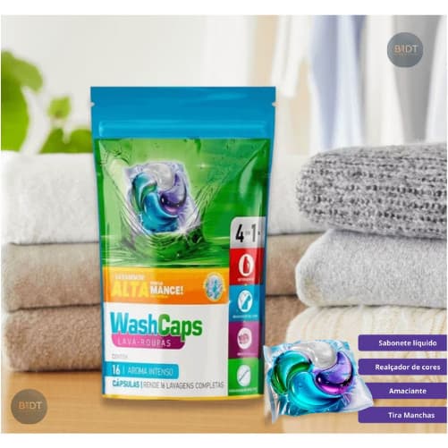 Detergente Lava Roupas Washcaps 4em1 - 16 Cápsulas
