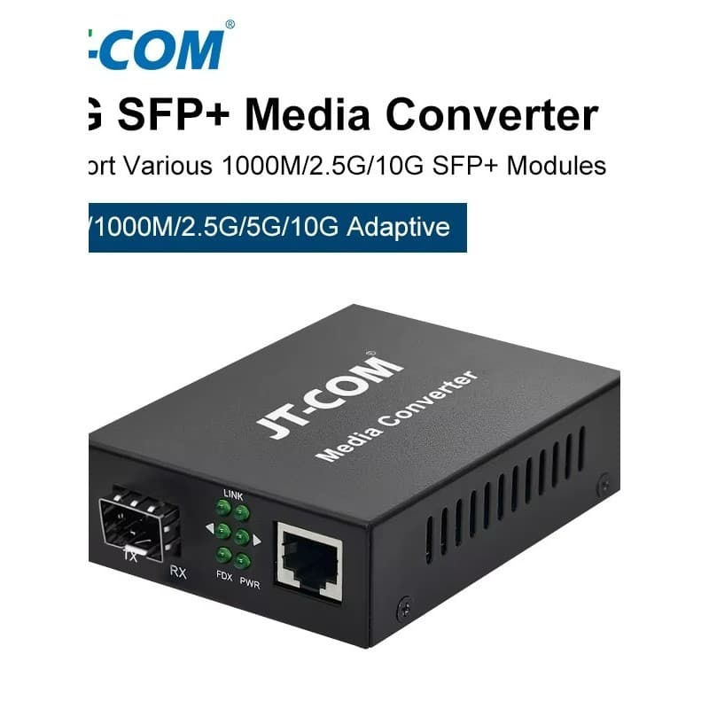 Conversor de mídia ethernet 10g sfp + fibra para sfp + rj45 100m/1000m/2.5g/10g transceptor conversor de fibra óptica