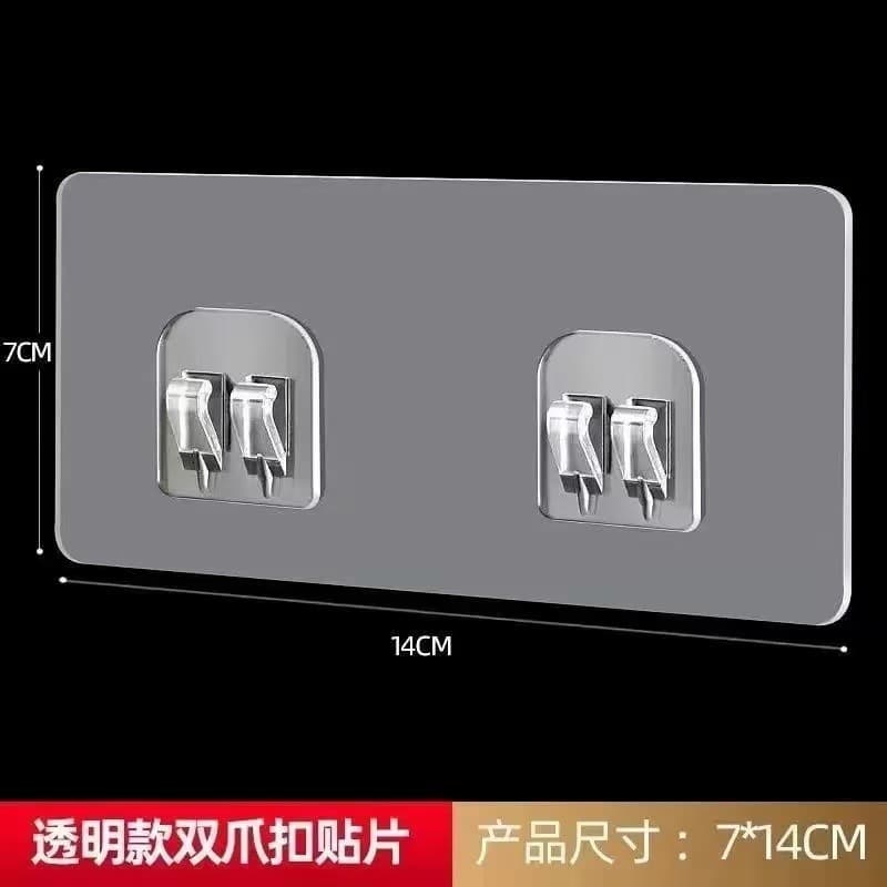 Gancho De Parede Transparente Não Marcante/Auto-Adesivo De Duplo Suporte